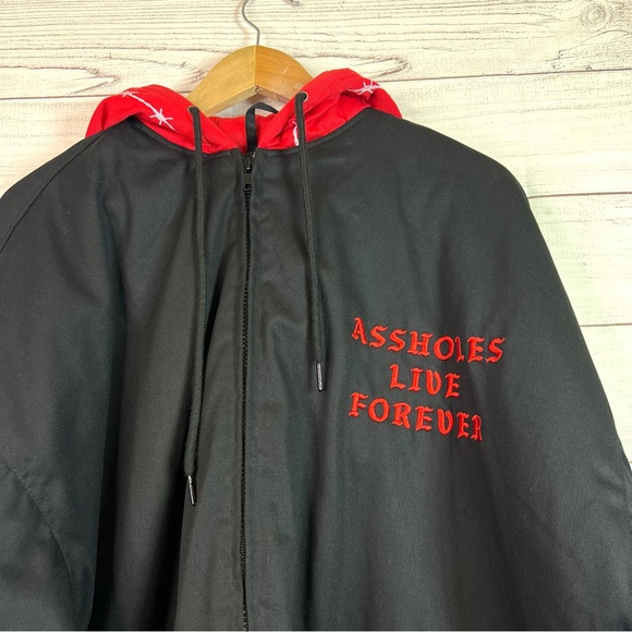 Assholes Live Forever Roses Embroidered Bomber Jacket Size XL - Picture 2 of 9
